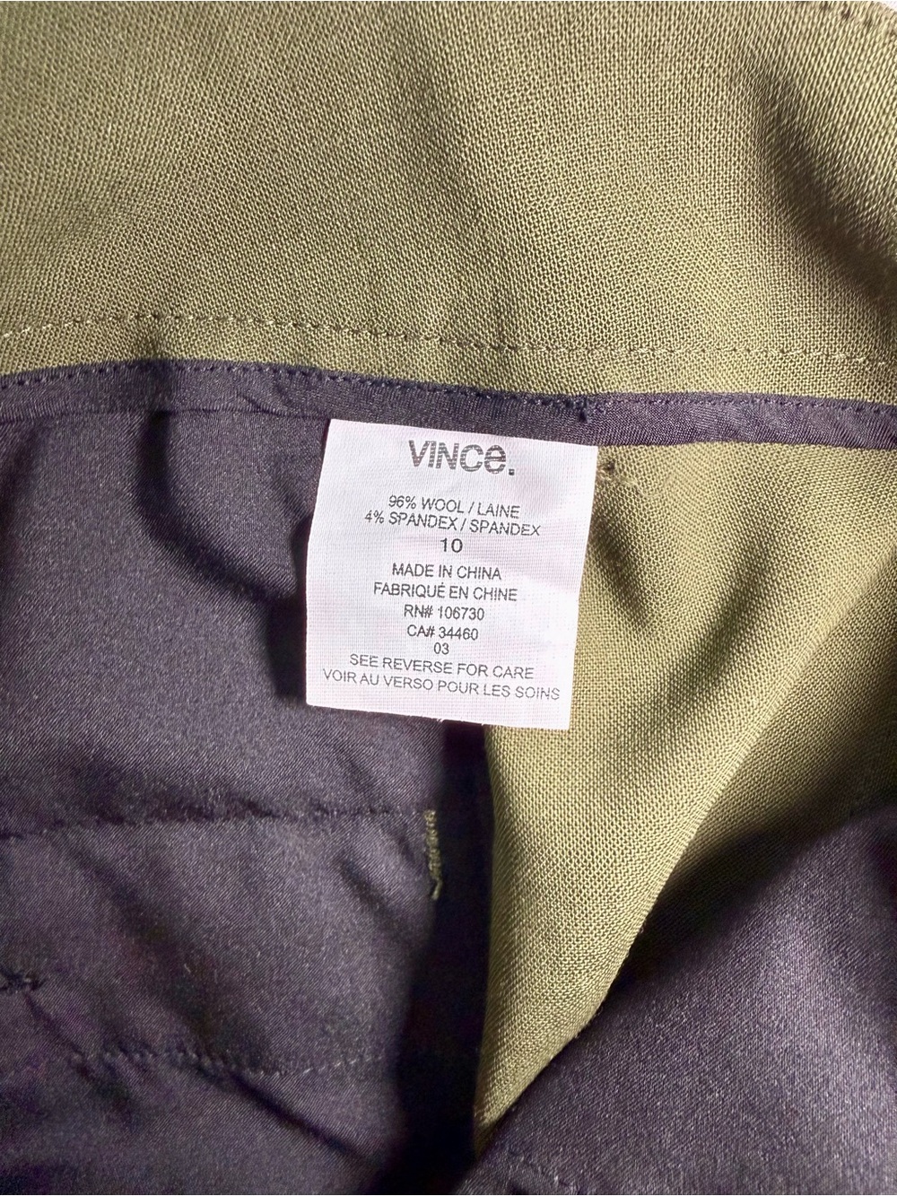 Vince Olive Green Ankle Pants with Black Side Stripe - Picture 14 of 15
